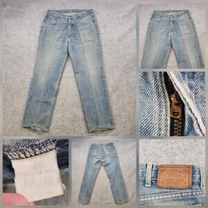 VTG 80s 90s Polo Ralph Lauren PRL Mens 34x32 USA Made Blue Denim Jeans